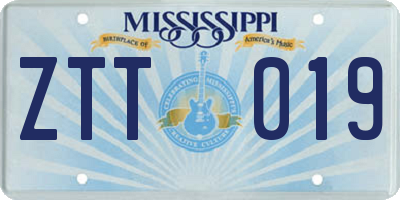 MS license plate ZTT019