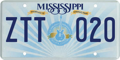 MS license plate ZTT020