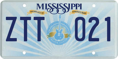 MS license plate ZTT021