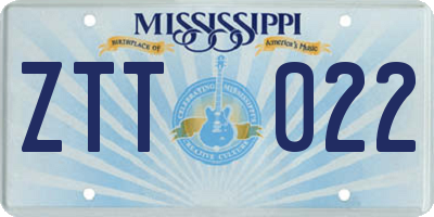 MS license plate ZTT022