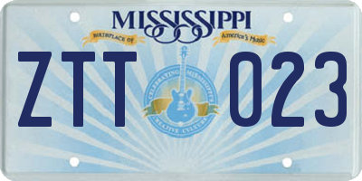 MS license plate ZTT023