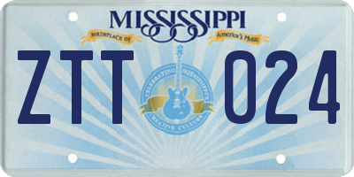 MS license plate ZTT024