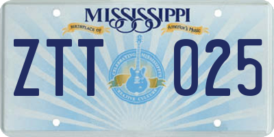 MS license plate ZTT025