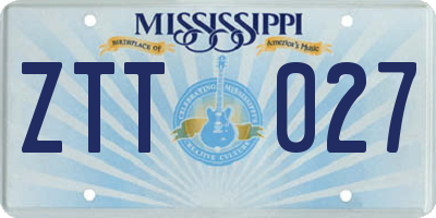 MS license plate ZTT027