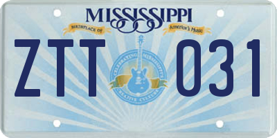 MS license plate ZTT031