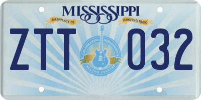 MS license plate ZTT032