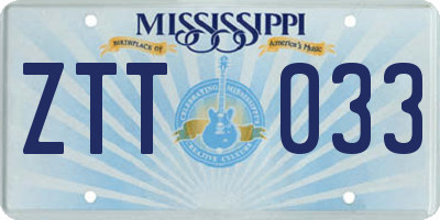 MS license plate ZTT033