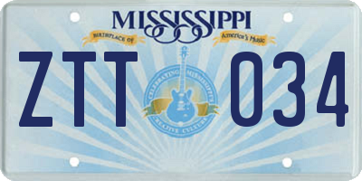 MS license plate ZTT034
