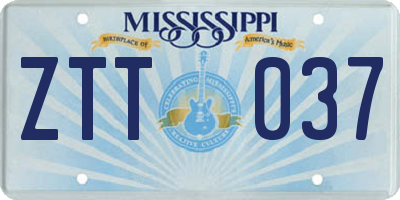 MS license plate ZTT037
