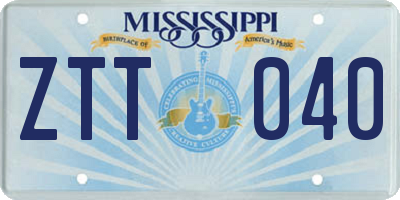 MS license plate ZTT040