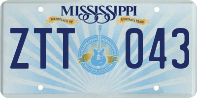MS license plate ZTT043
