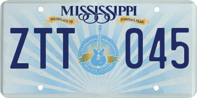 MS license plate ZTT045