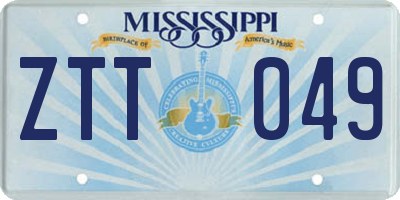 MS license plate ZTT049