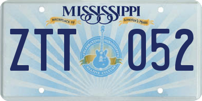 MS license plate ZTT052