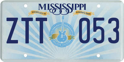 MS license plate ZTT053