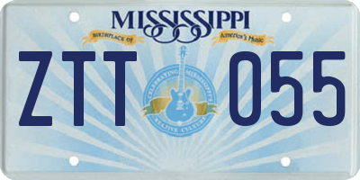 MS license plate ZTT055