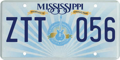 MS license plate ZTT056
