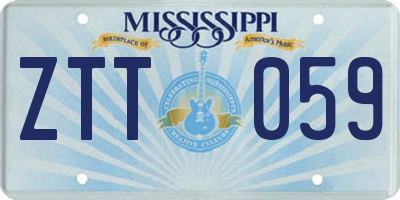 MS license plate ZTT059