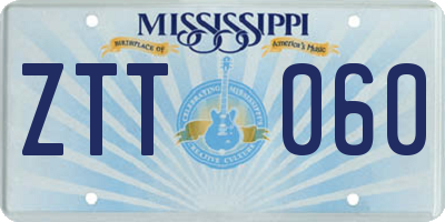MS license plate ZTT060