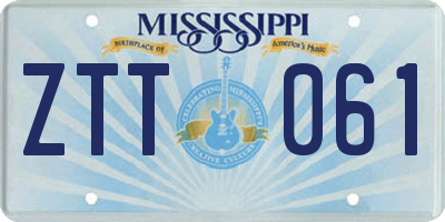 MS license plate ZTT061