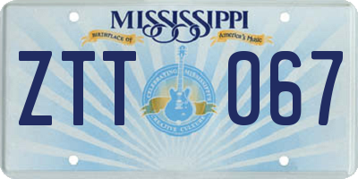 MS license plate ZTT067