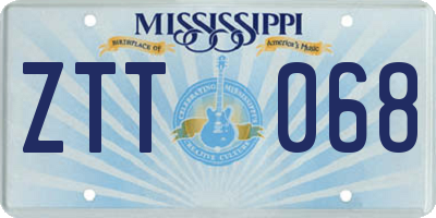MS license plate ZTT068