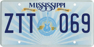 MS license plate ZTT069