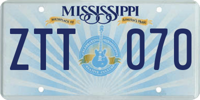 MS license plate ZTT070