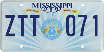 MS license plate ZTT071