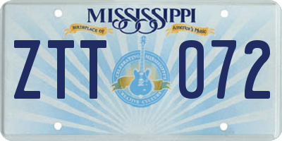 MS license plate ZTT072