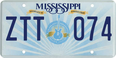 MS license plate ZTT074