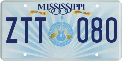 MS license plate ZTT080
