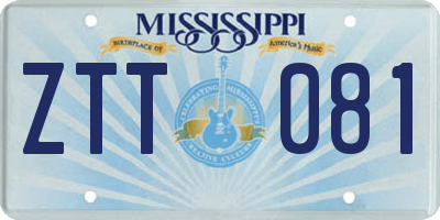 MS license plate ZTT081