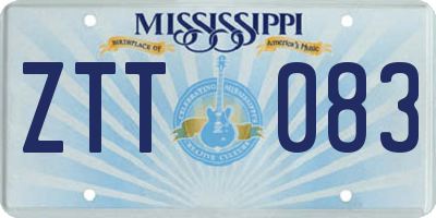 MS license plate ZTT083