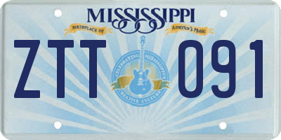 MS license plate ZTT091