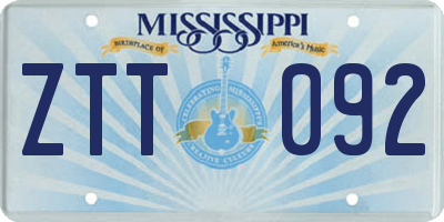 MS license plate ZTT092