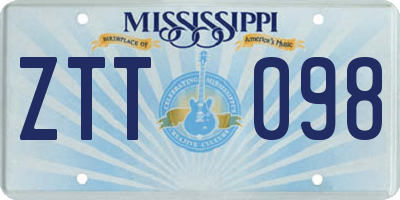 MS license plate ZTT098