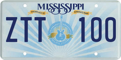 MS license plate ZTT100