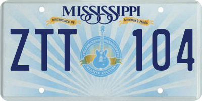 MS license plate ZTT104