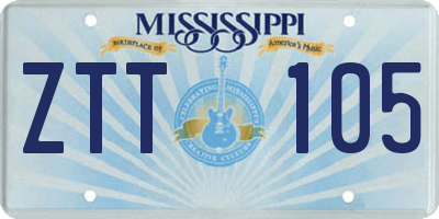 MS license plate ZTT105