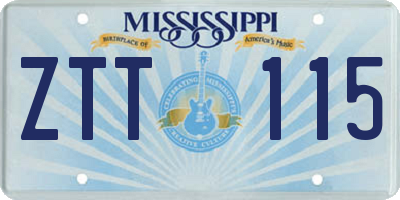 MS license plate ZTT115