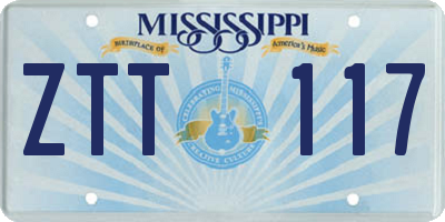 MS license plate ZTT117