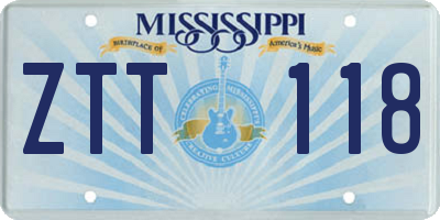MS license plate ZTT118