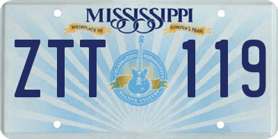 MS license plate ZTT119