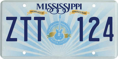 MS license plate ZTT124