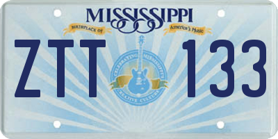 MS license plate ZTT133