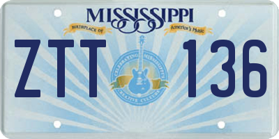 MS license plate ZTT136