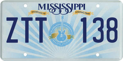 MS license plate ZTT138