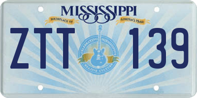 MS license plate ZTT139