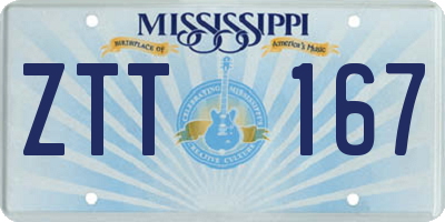 MS license plate ZTT167